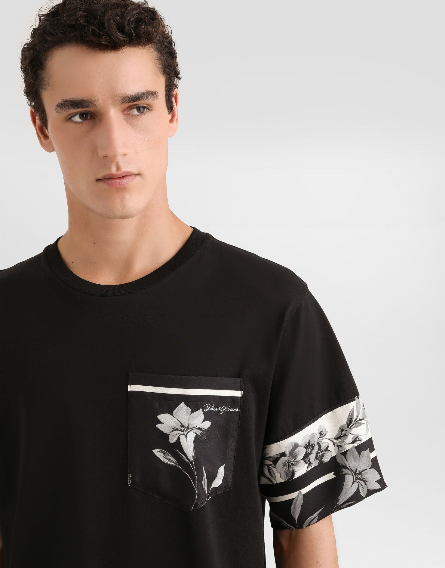 Dolce & Gabbana DG Cotton and Silk T-Shirt with Print - image 3