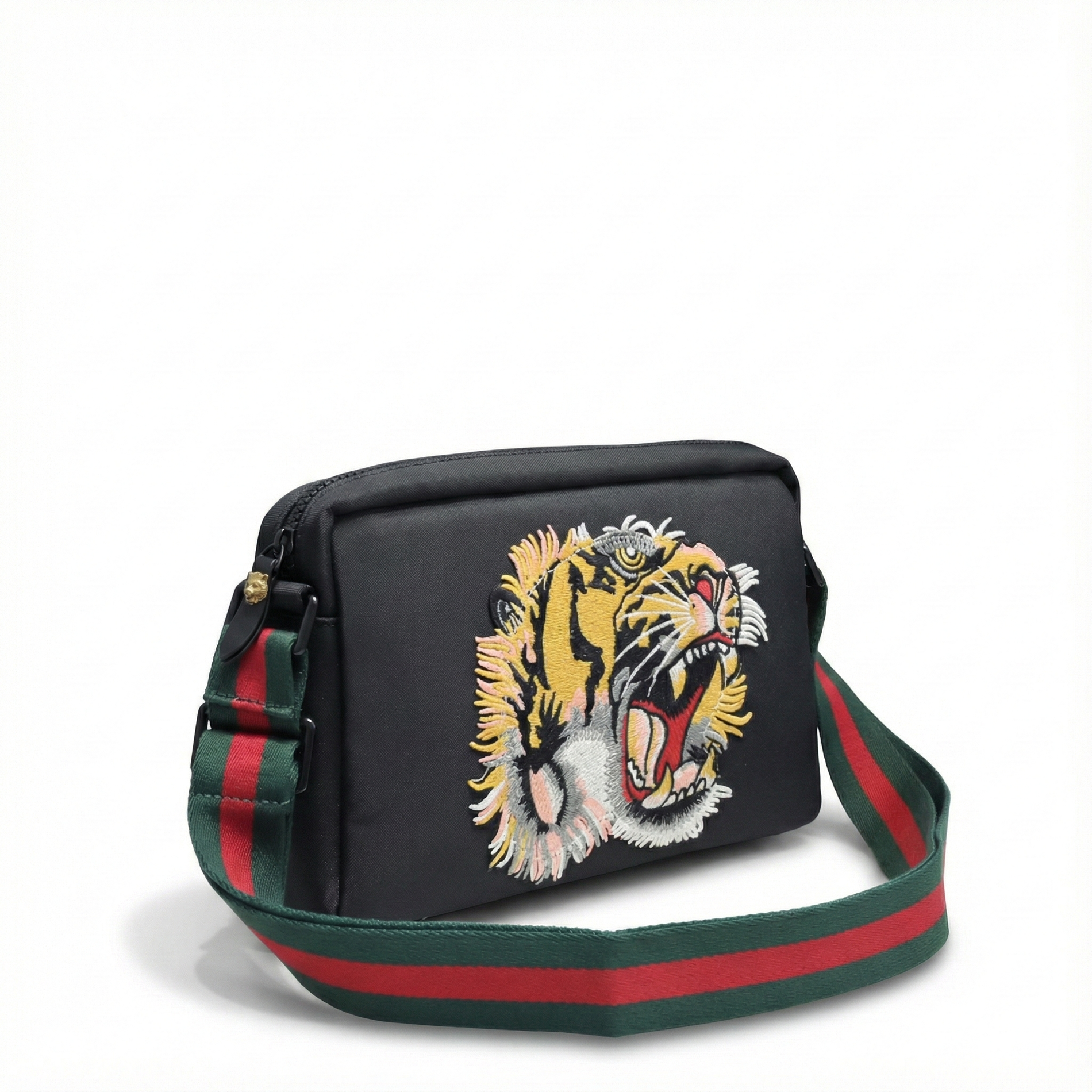 Gucci Tiger Embroidered Leather Crossbody Bag - image 3