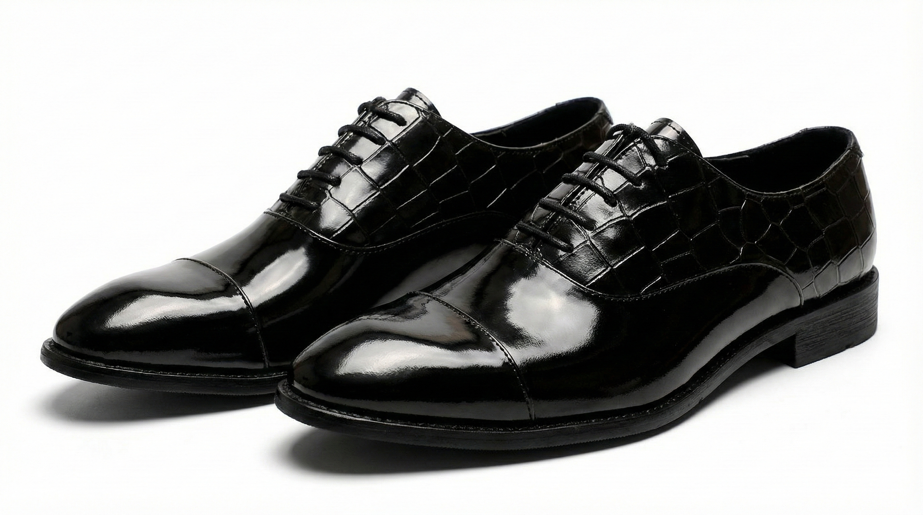 Louis Vuitton Black Patent Croc-Embossed Oxford Shoes - image 5