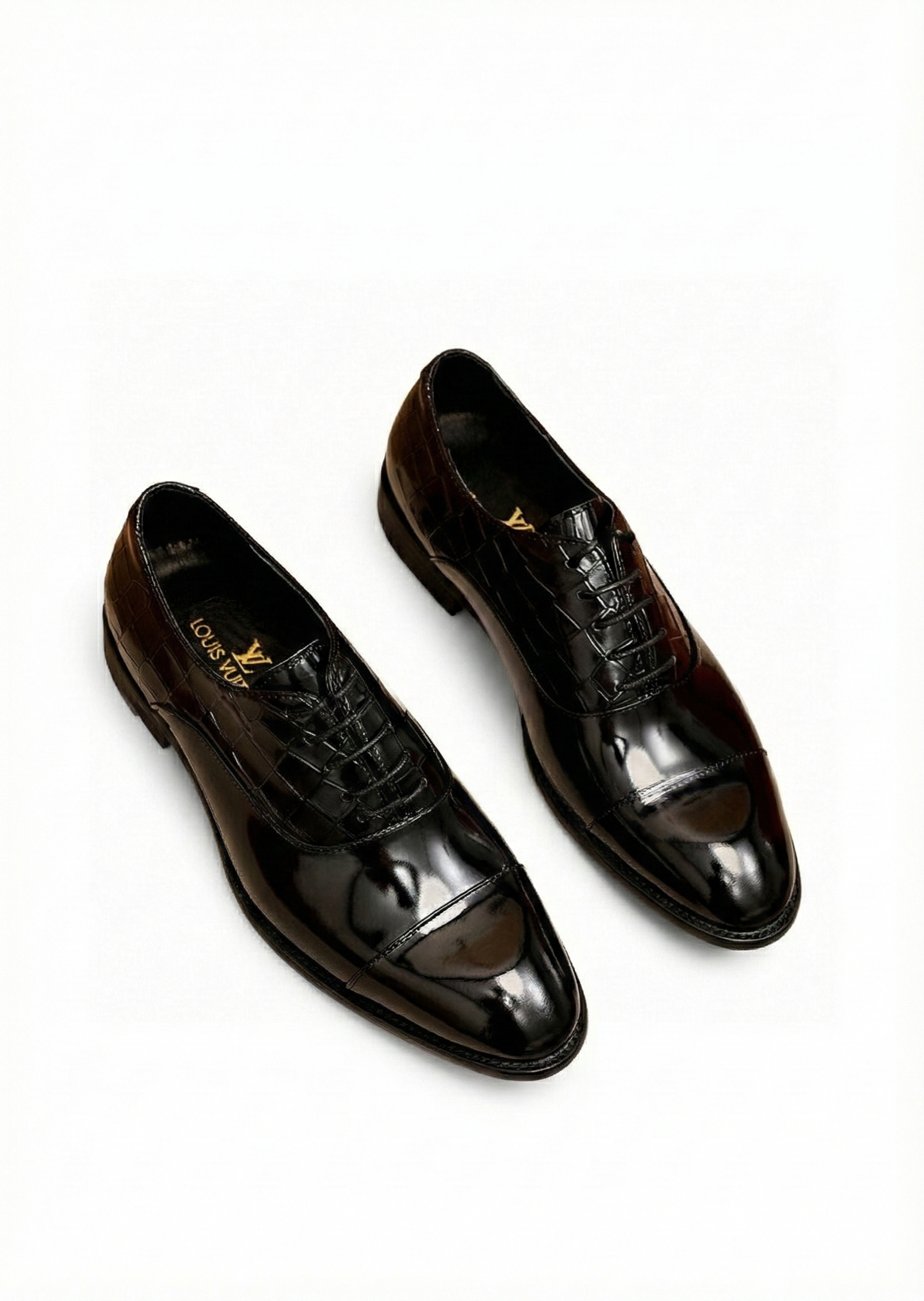 Louis Vuitton Black Patent Croc-Embossed Oxford Shoes - image 3