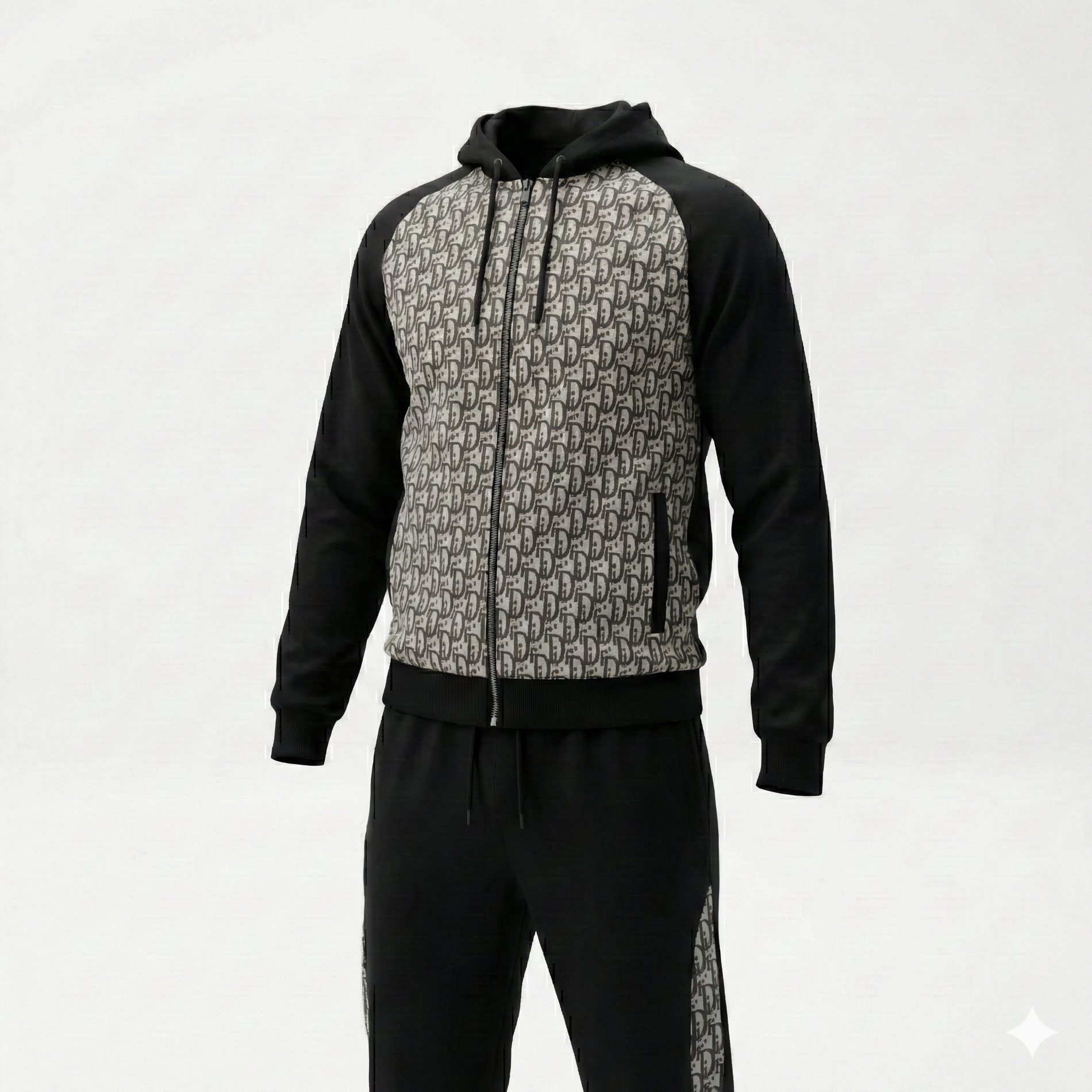 Dior Oblique Hooded Zip-Up Tracksuit in Black - image 2