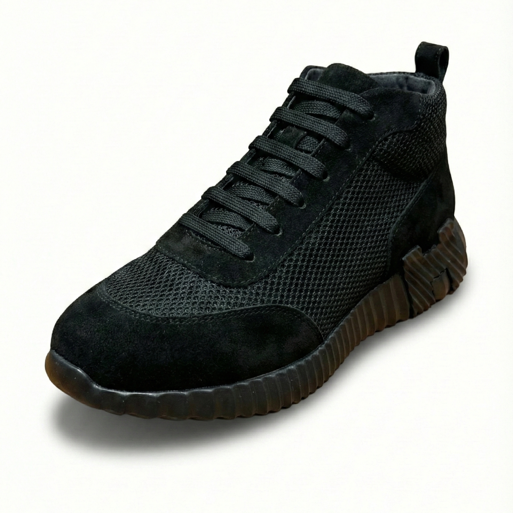 Hermes High-Top Sneakers in Black Suede Calfskin and Mesh - image 2