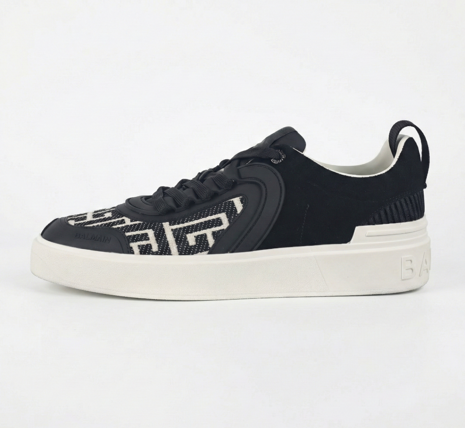 Balmain B-Court Sneakers in Black & Ivory Monogram - image 2