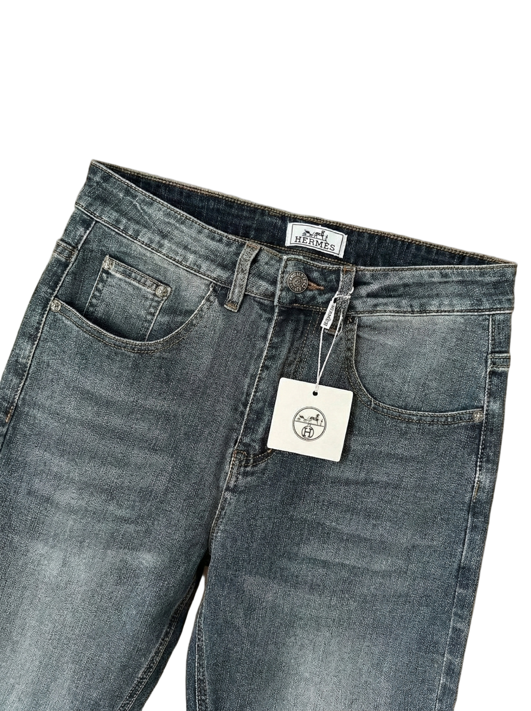 Hermes Classic Light-Wash Stretch Denim Jeans - image 6