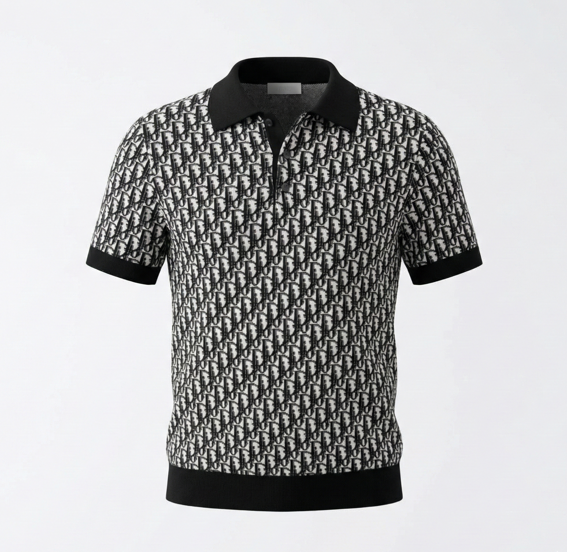 Dior Oblique Wool Knit Polo Shirt – Black & Grey