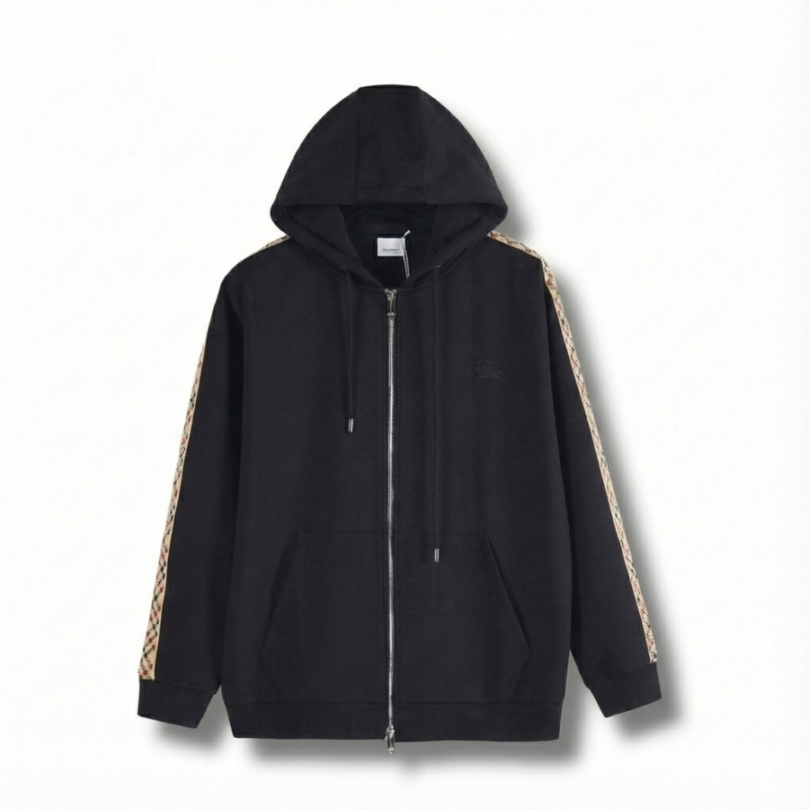 Burberry Zip Hoodie with Icon Stripe Detail