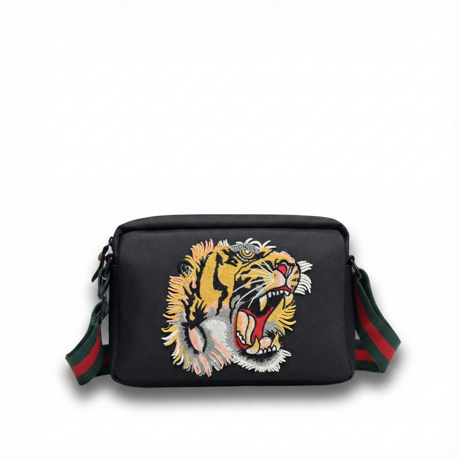 Gucci Tiger Embroidered Leather Crossbody Bag
