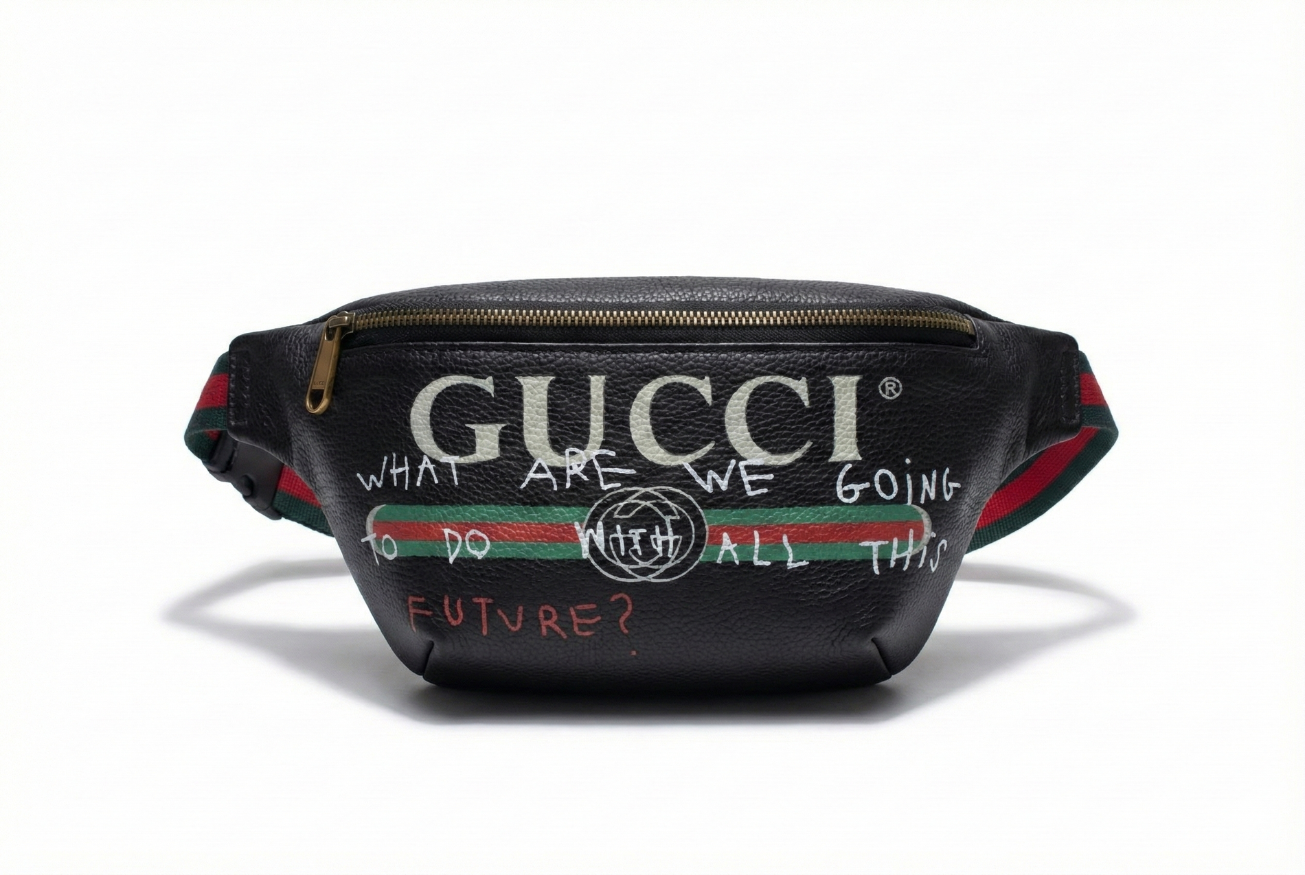 Gucci Logo Graffiti Leather Belt Bag