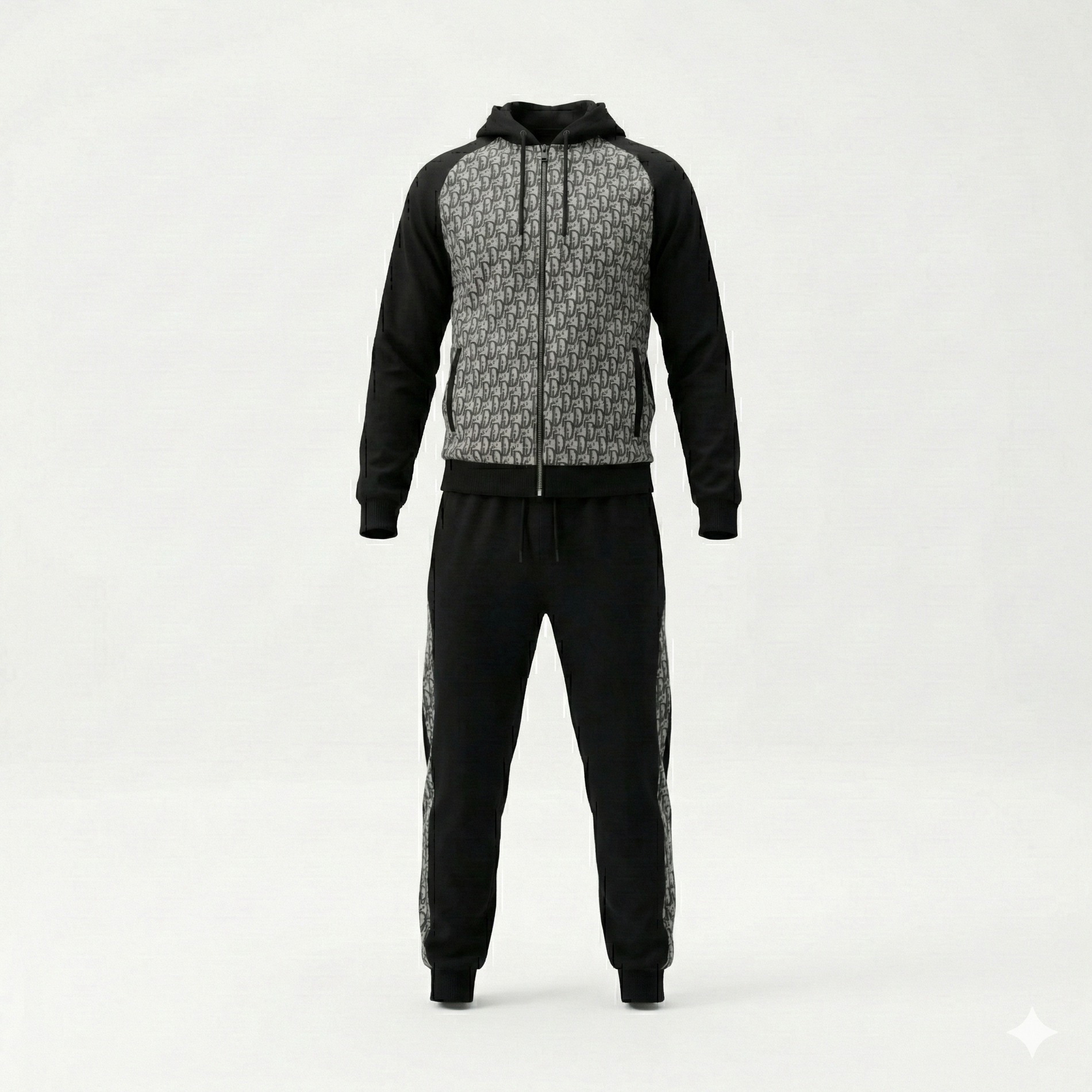 Dior Oblique Hooded Zip-Up Tracksuit in Black