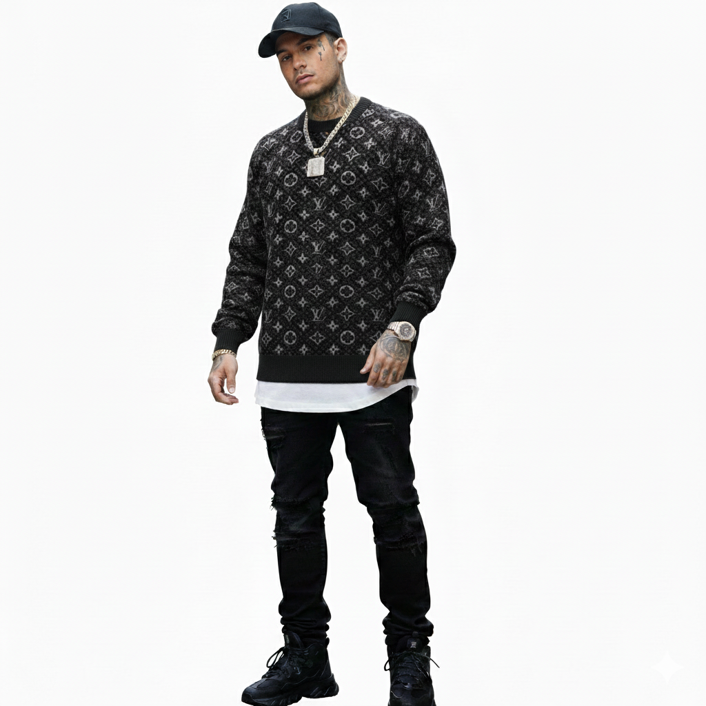 Louis Vuitton LV Black Monogram Knit Sweater - image 3