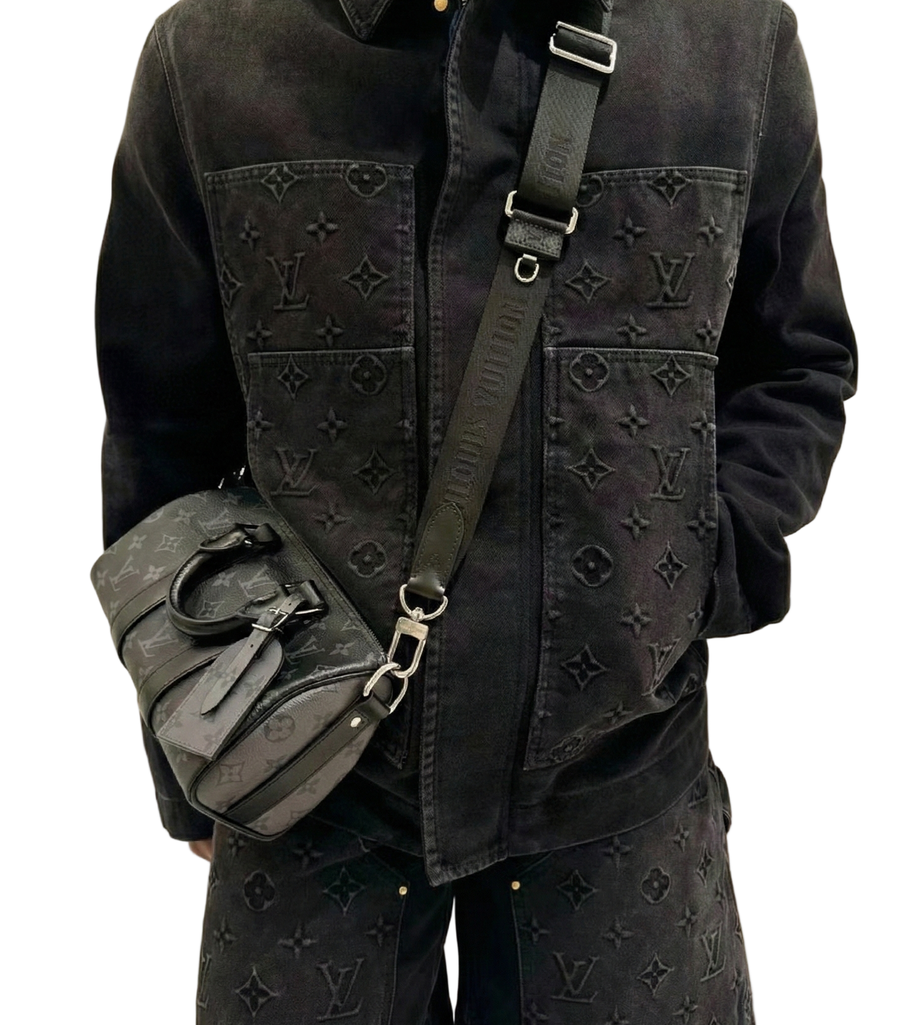 Louis Vuitton Black Monogram Embossed Denim Jacket - image 6