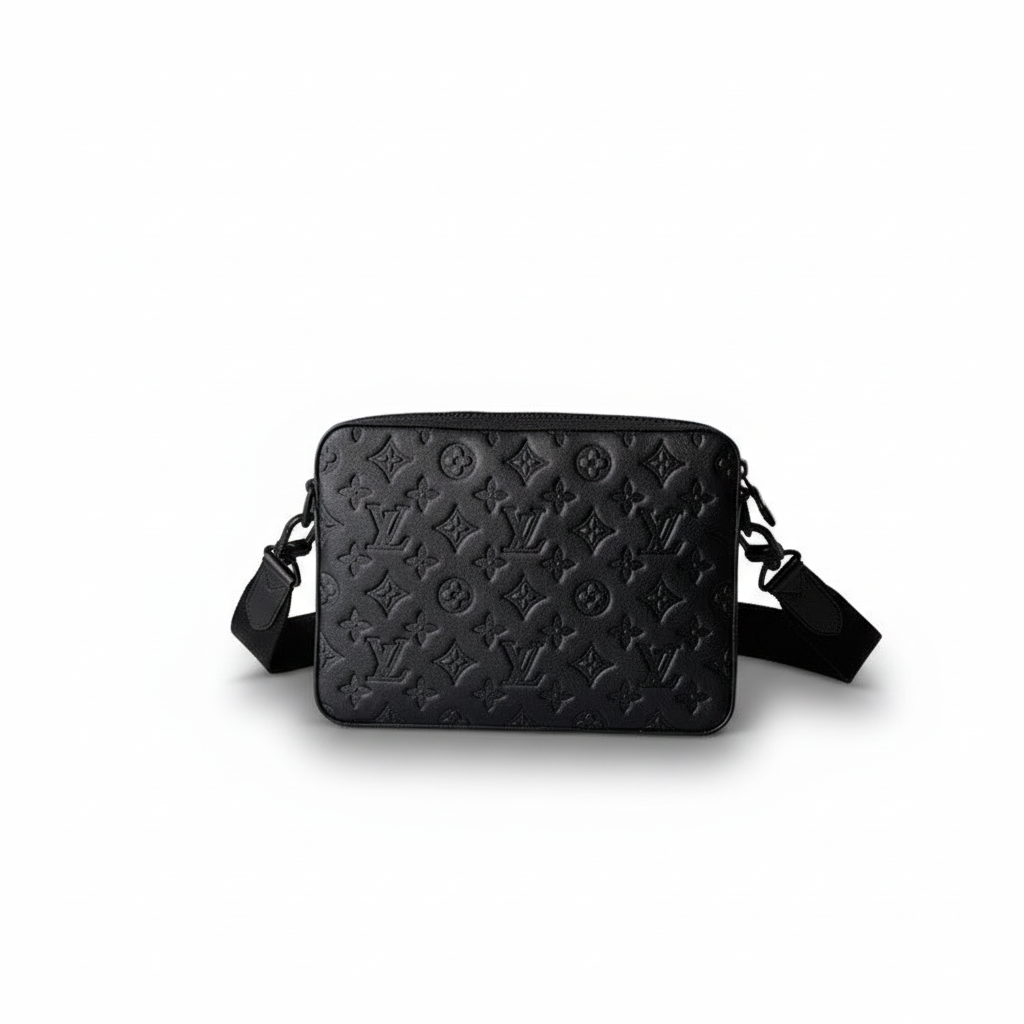 Louis Vuitton Monogram Embossed Black Messenger Crossbody Bag