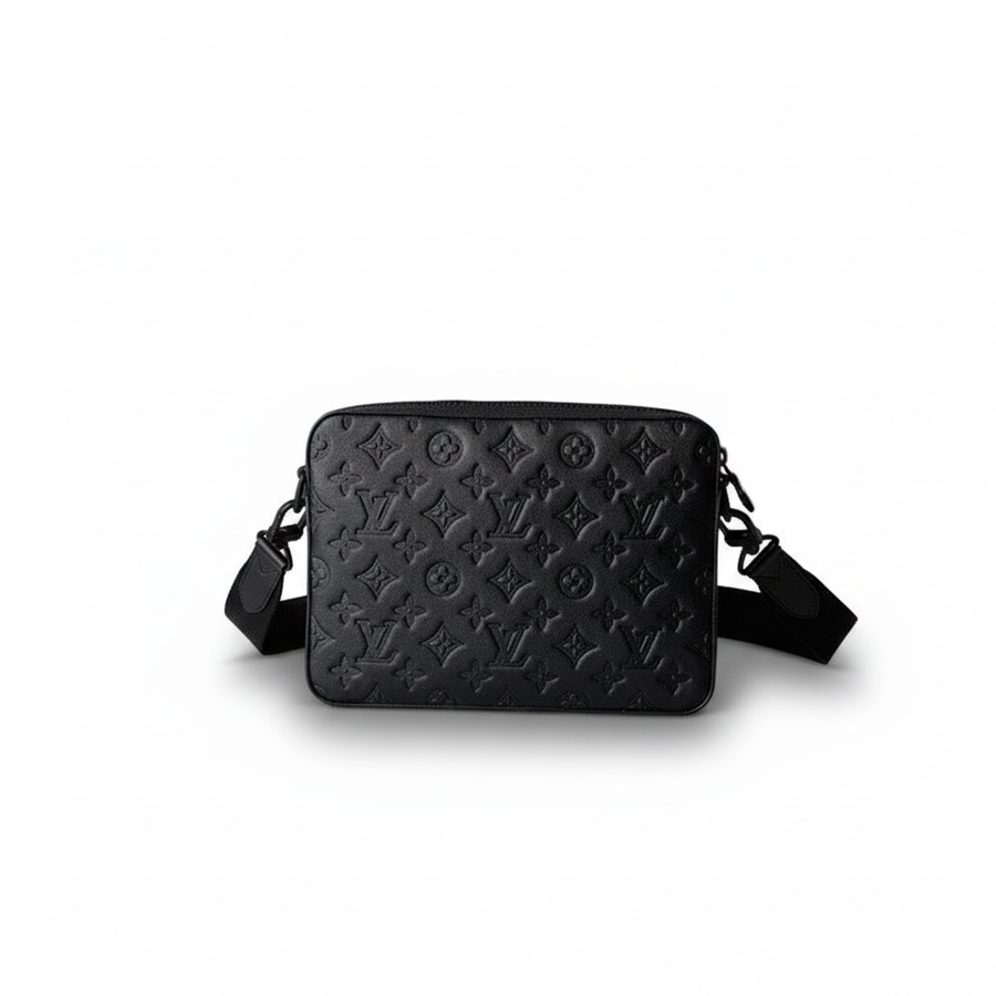 Louis Vuitton Monogram Embossed Black Messenger Crossbody Bag