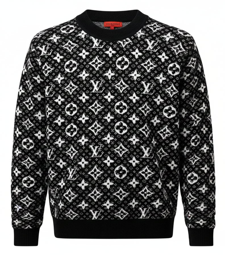 Louis Vuitton LV Black Monogram Knit Sweater