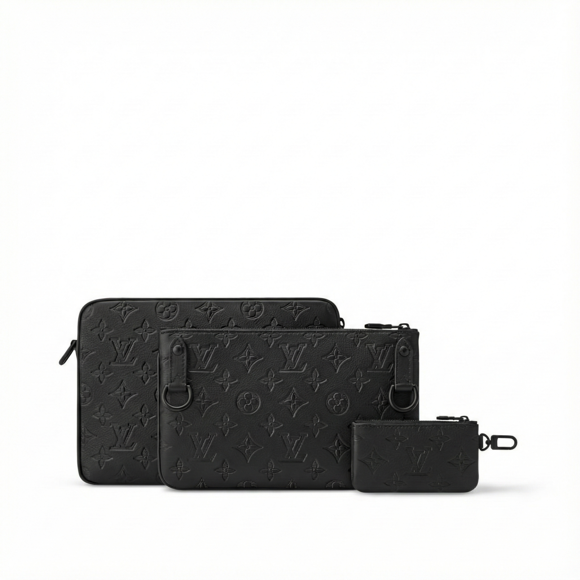 Louis Vuitton Monogram Embossed Leather Trio Messenger Bag(Black) - image 3