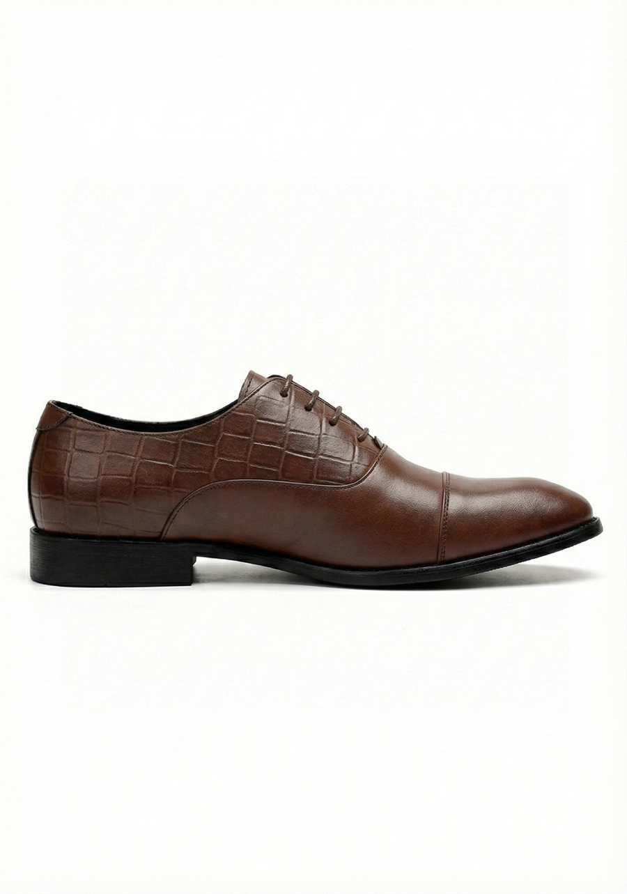 Louis Vuitton Brown Patent Croc-Embossed Oxford Shoes