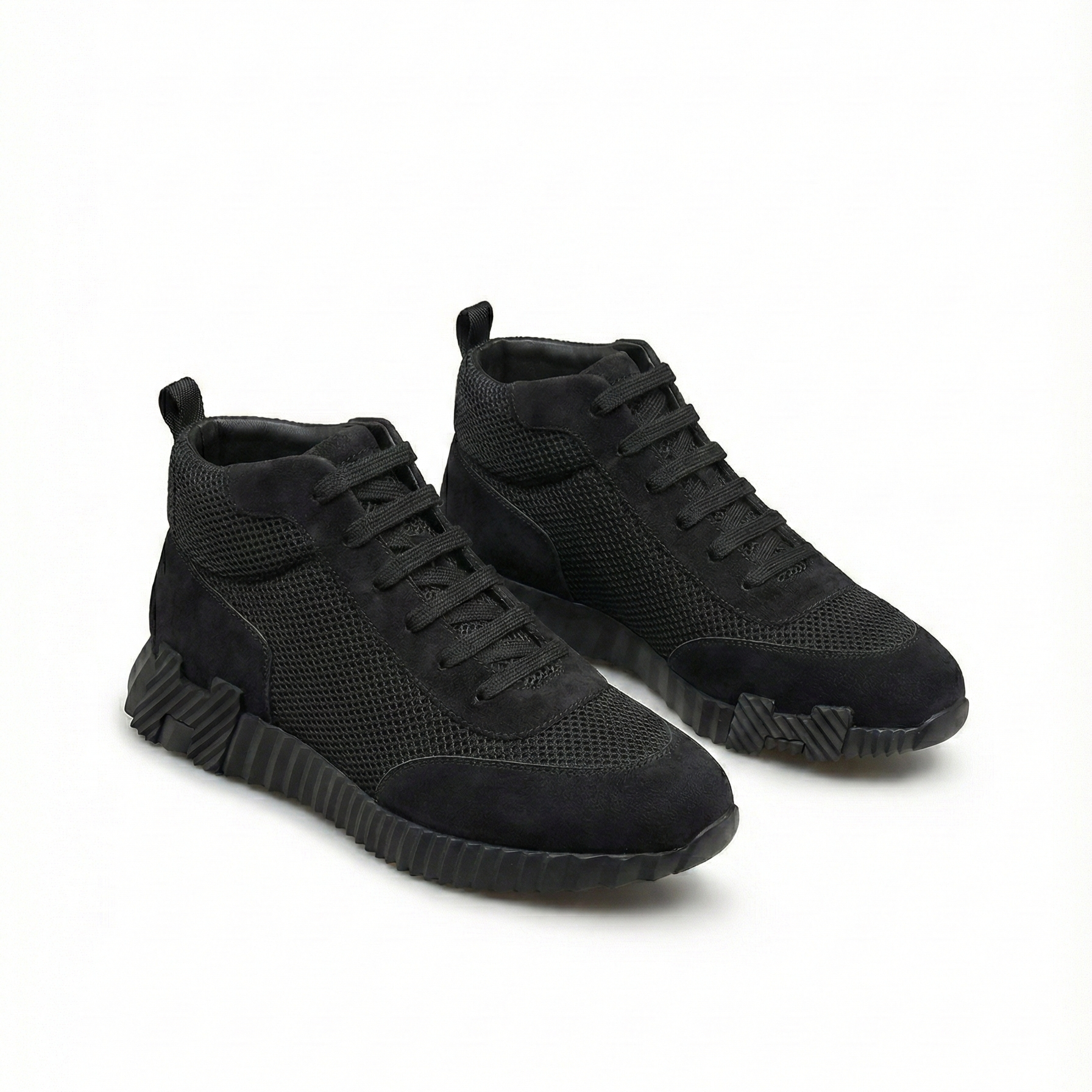 Hermes High-Top Sneakers in Black Suede Calfskin and Mesh - image 6