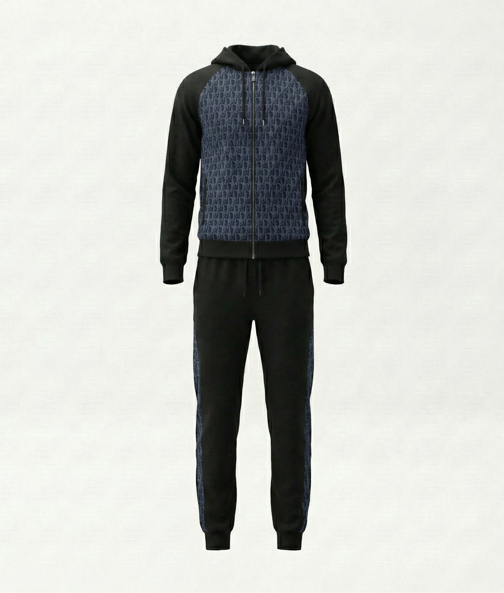 Dior Hooded Tracksuit with Black & Navy Oblique Motif