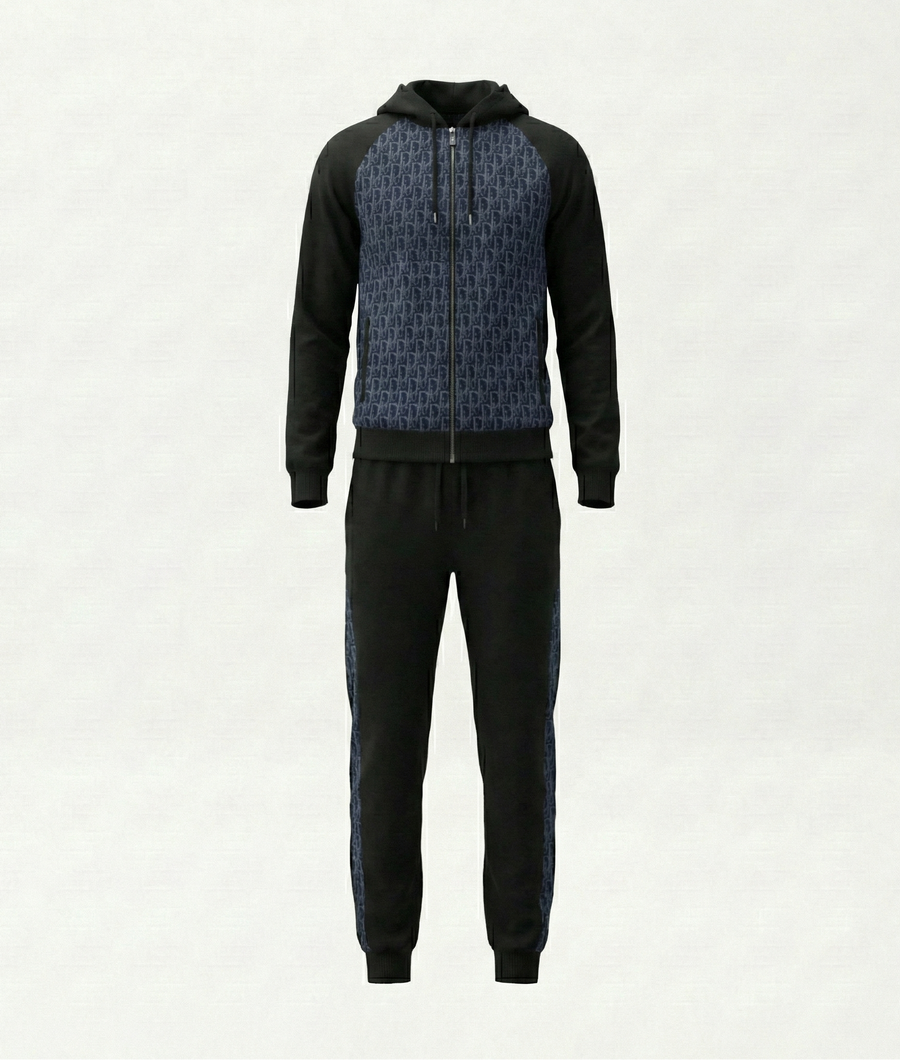 Dior Hooded Tracksuit with Black & Navy Oblique Motif