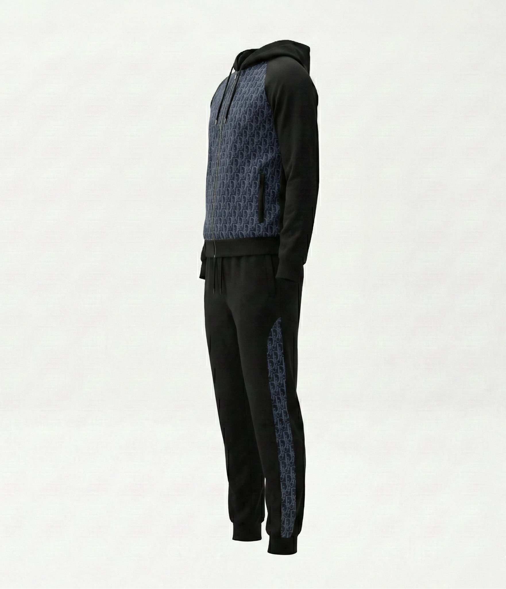 Dior Hooded Tracksuit with Black & Navy Oblique Motif - image 2