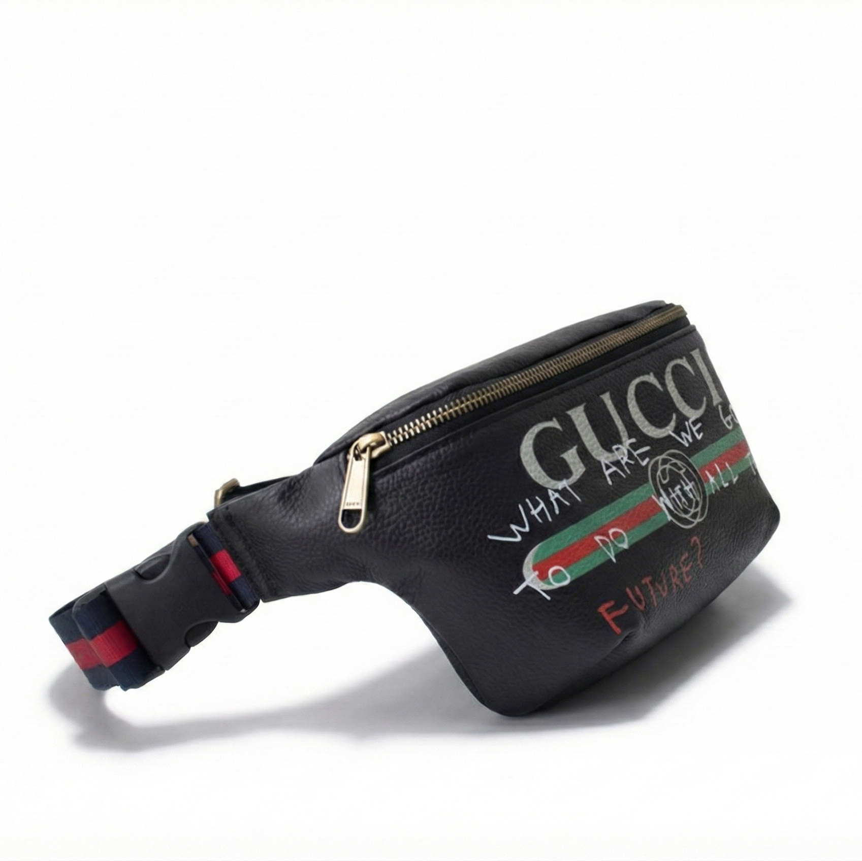 Gucci Logo Graffiti Leather Belt Bag - image 4