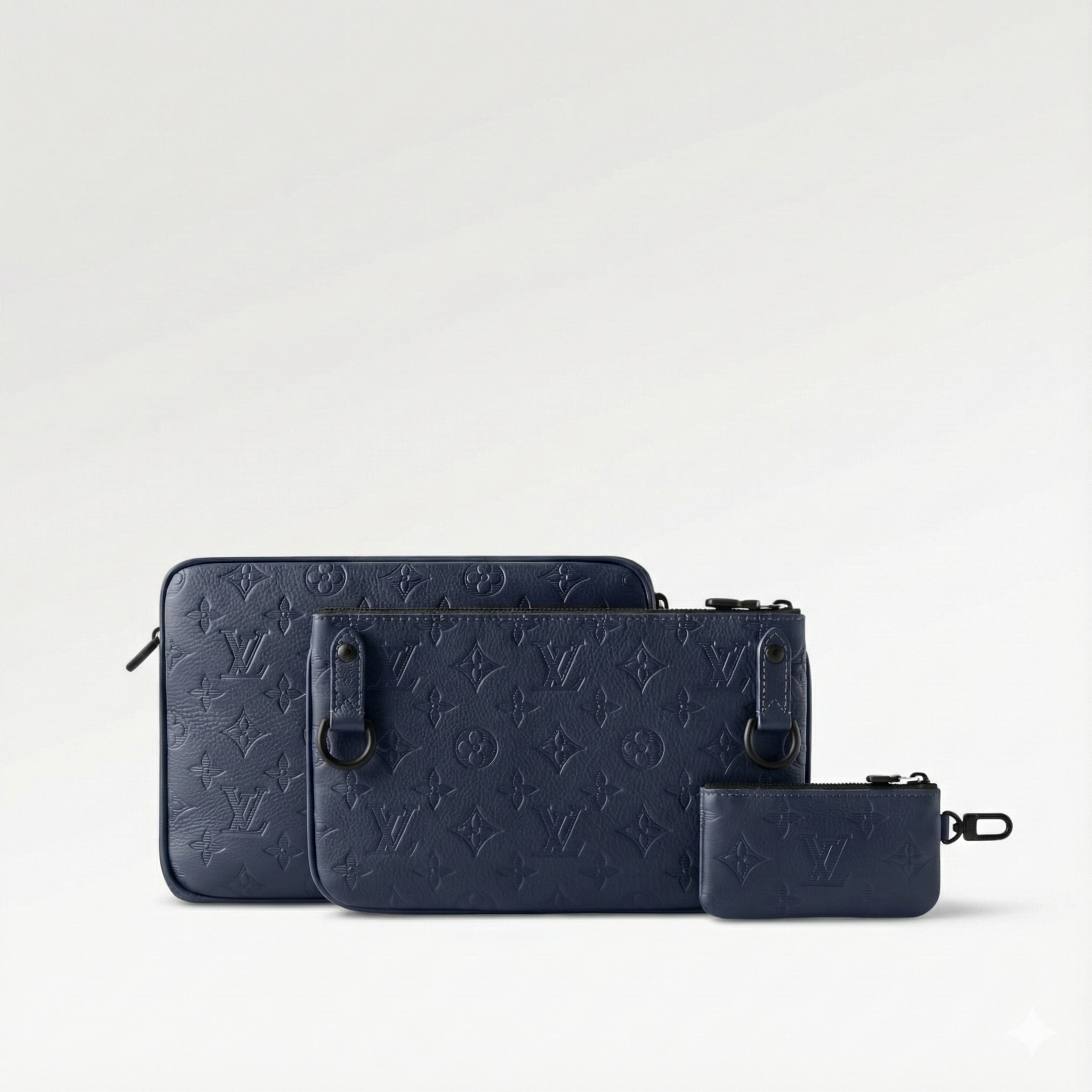Louis Vuitton Monogram Embossed Leather Trio Messenger Bag (Navy Blue) - image 3