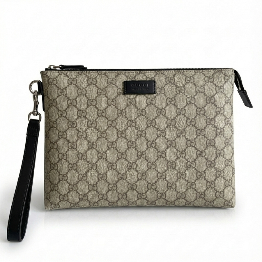 Gucci Canvas Zip Pouch with Wrist Strap