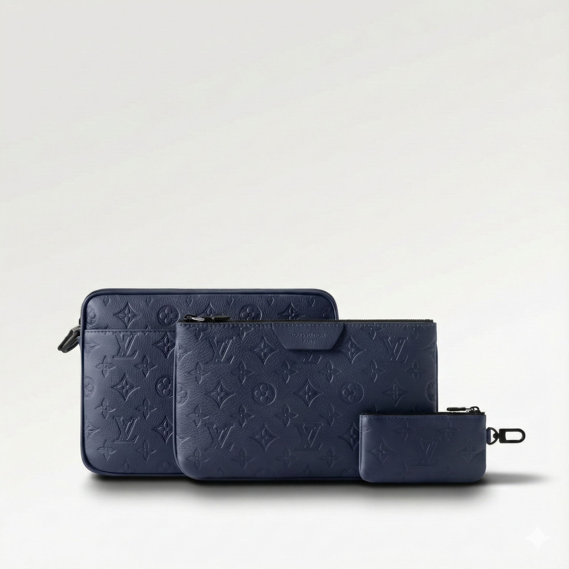 Louis Vuitton Monogram Embossed Leather Trio Messenger Bag (Navy Blue) - image 2