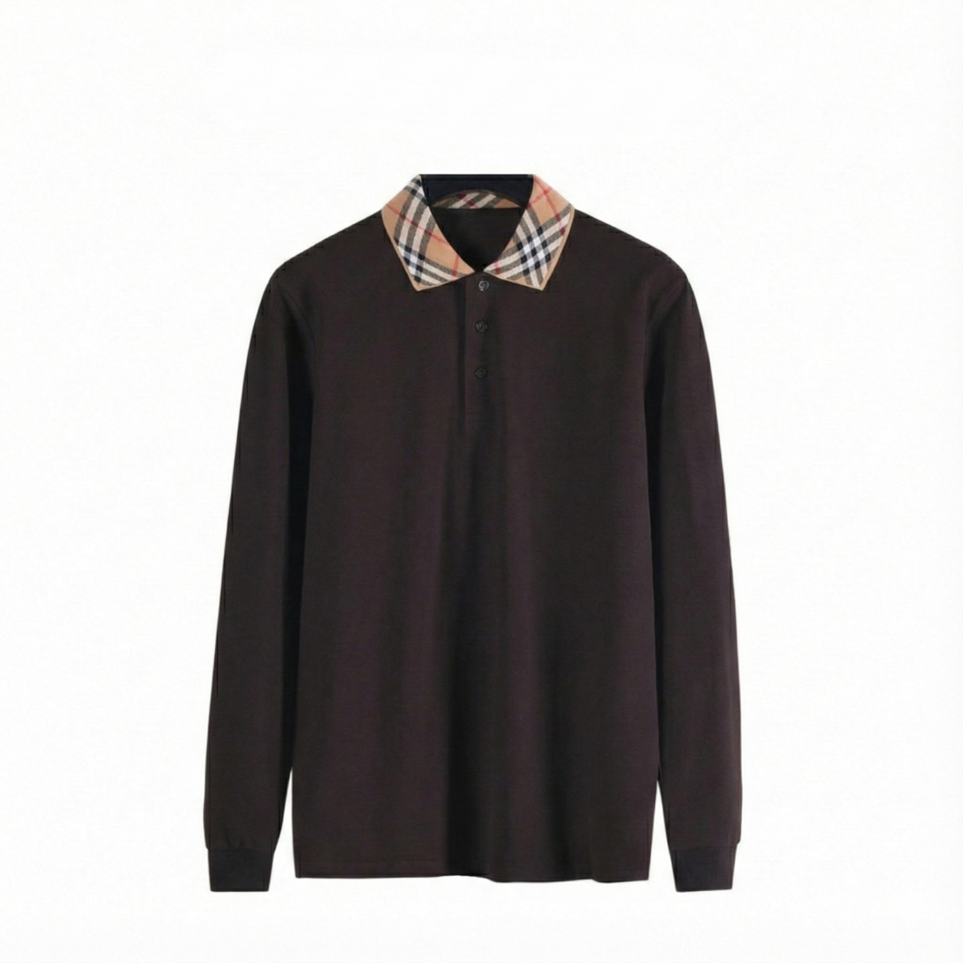 Burberry Long-Sleeve Polo Shirt with Vintage Check Collar - image 2
