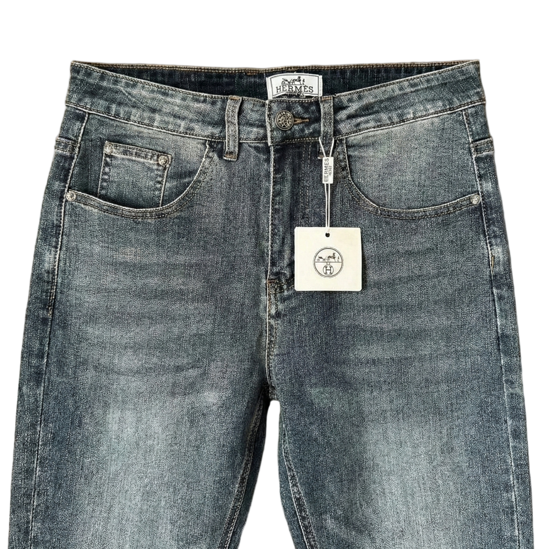 Hermes Classic Light-Wash Stretch Denim Jeans - image 3