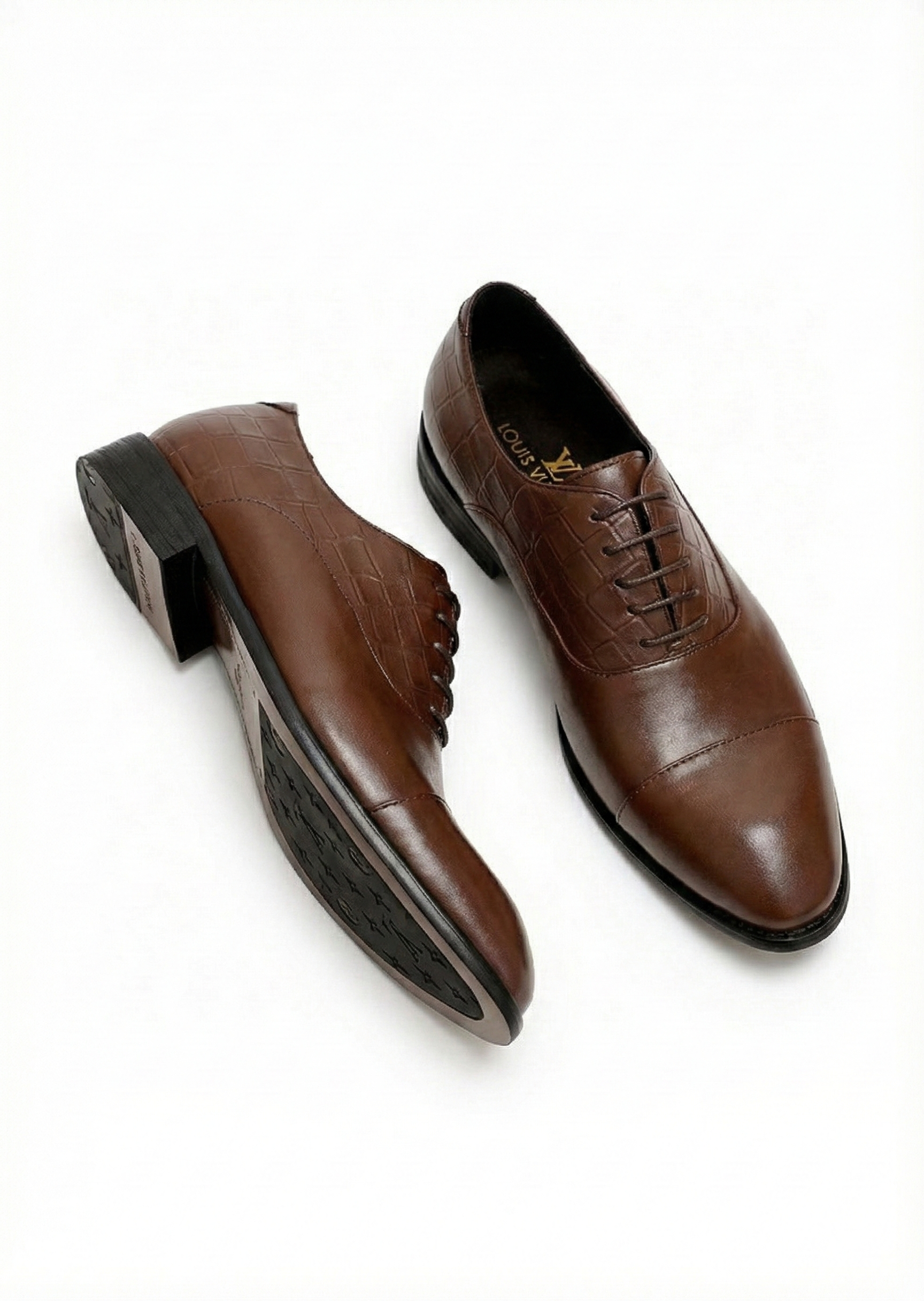 Louis Vuitton Brown Patent Croc-Embossed Oxford Shoes - image 5