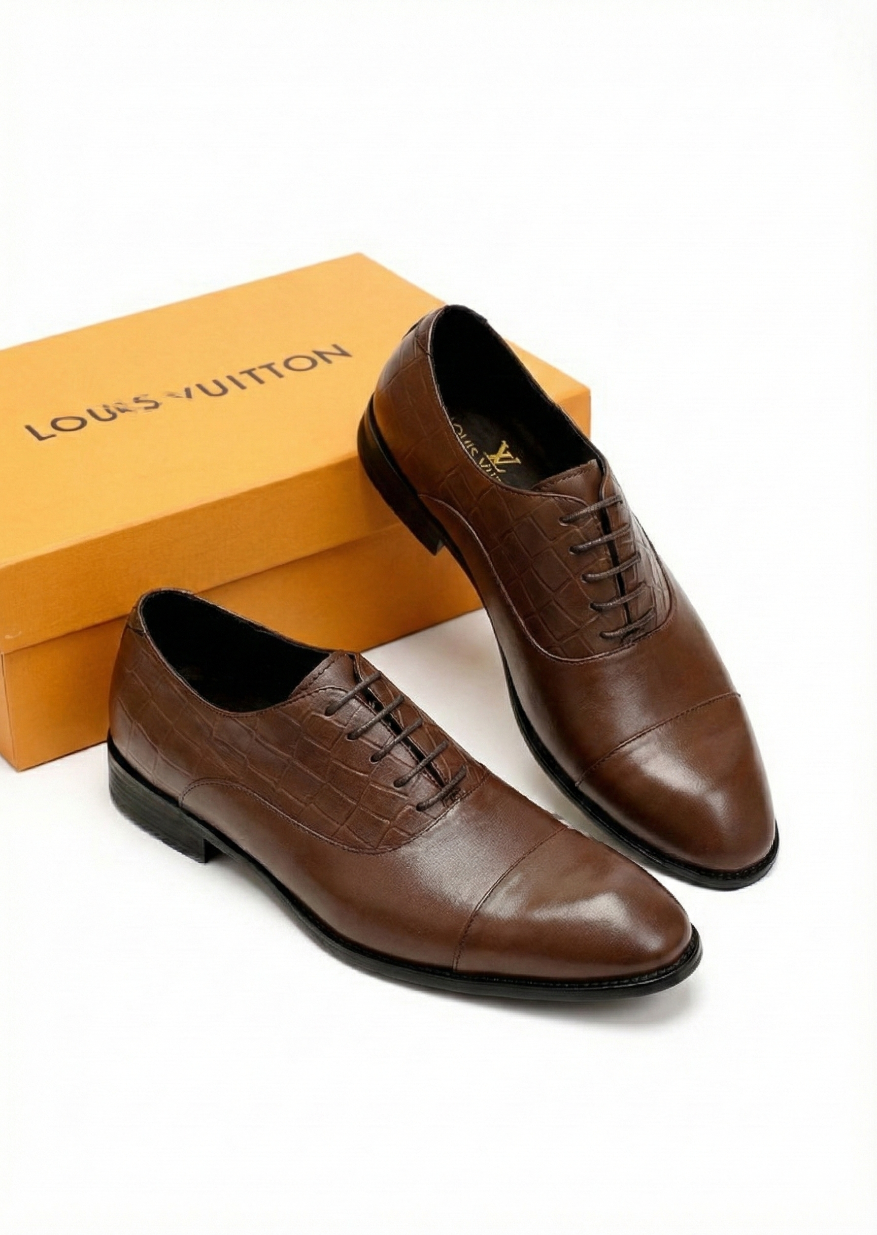 Louis Vuitton Brown Patent Croc-Embossed Oxford Shoes - image 7