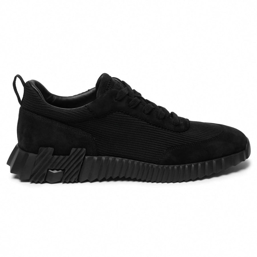 Hermes Bouncing Sneaker in in All-Black Mesh and Suede