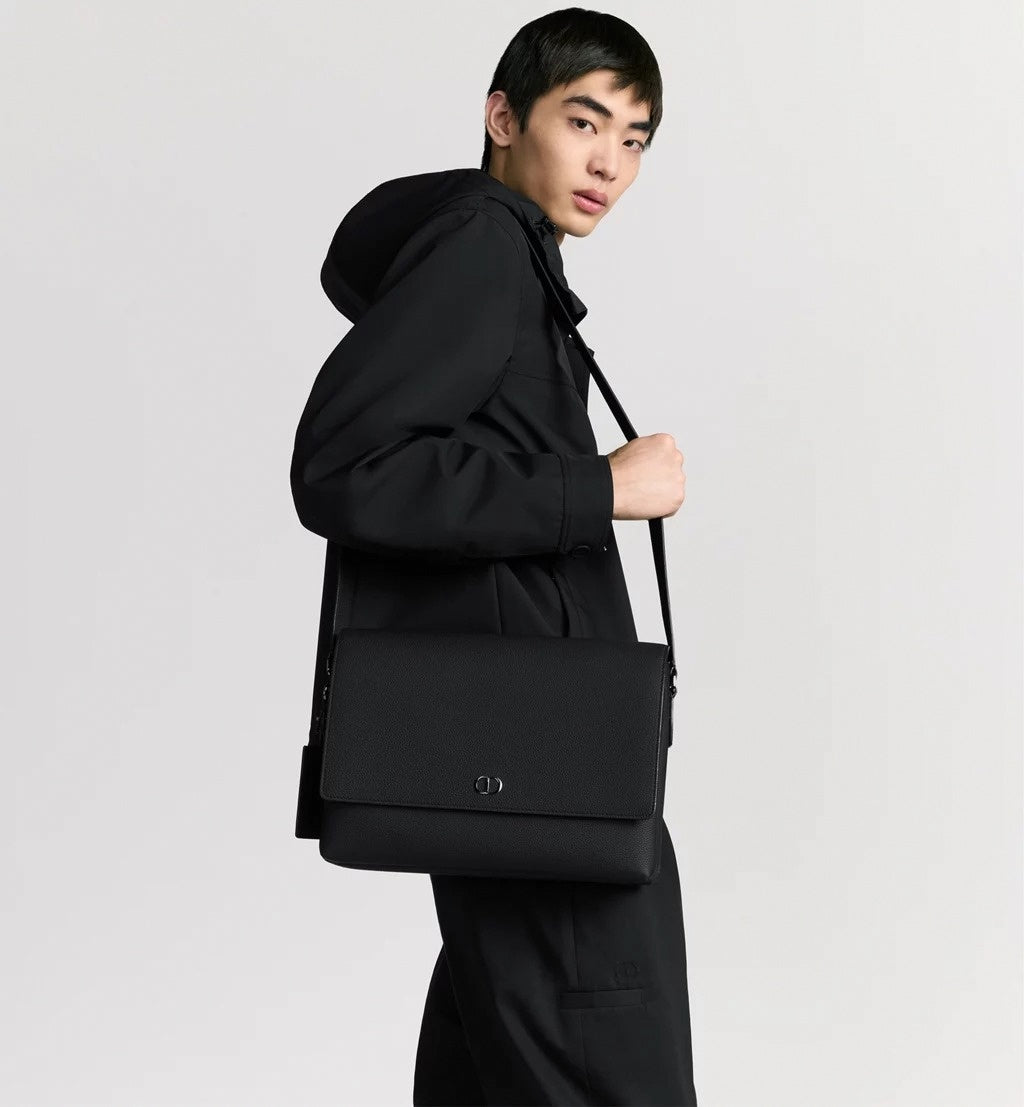 Dior Minimal CD Logo Leather Messenger Bag (Black) - image 4