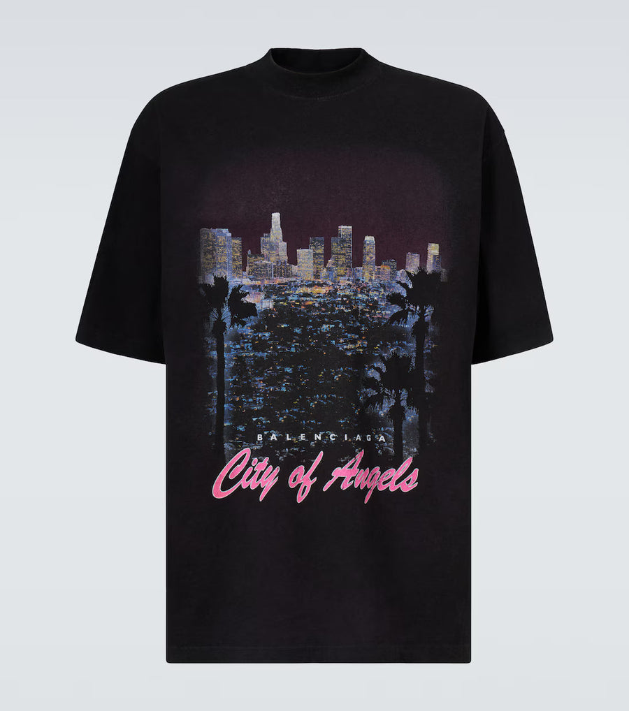Balenciaga Men’s Printed Cotton Jersey T-Shirt