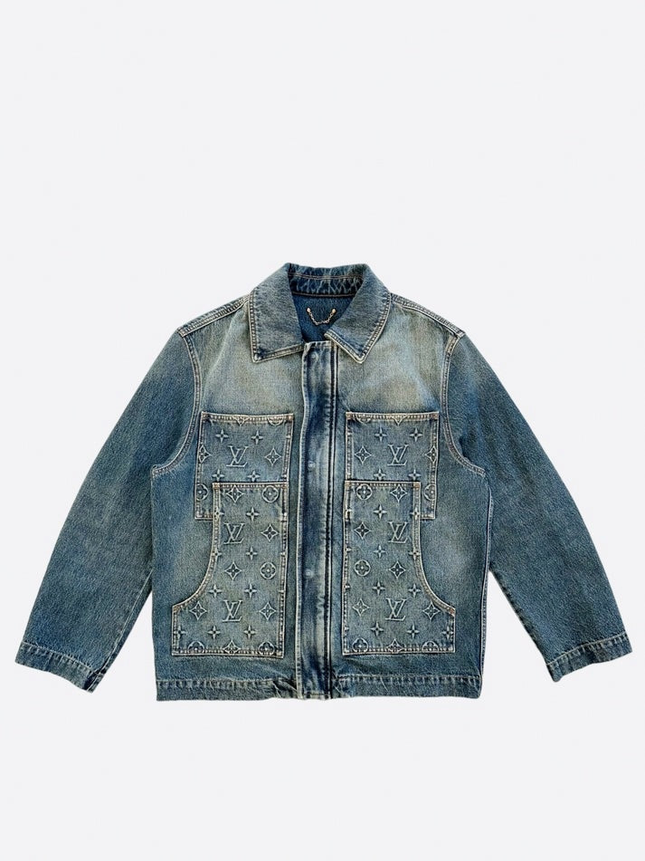 Louis Vuitton Grey Monogram Panel Denim Jacket