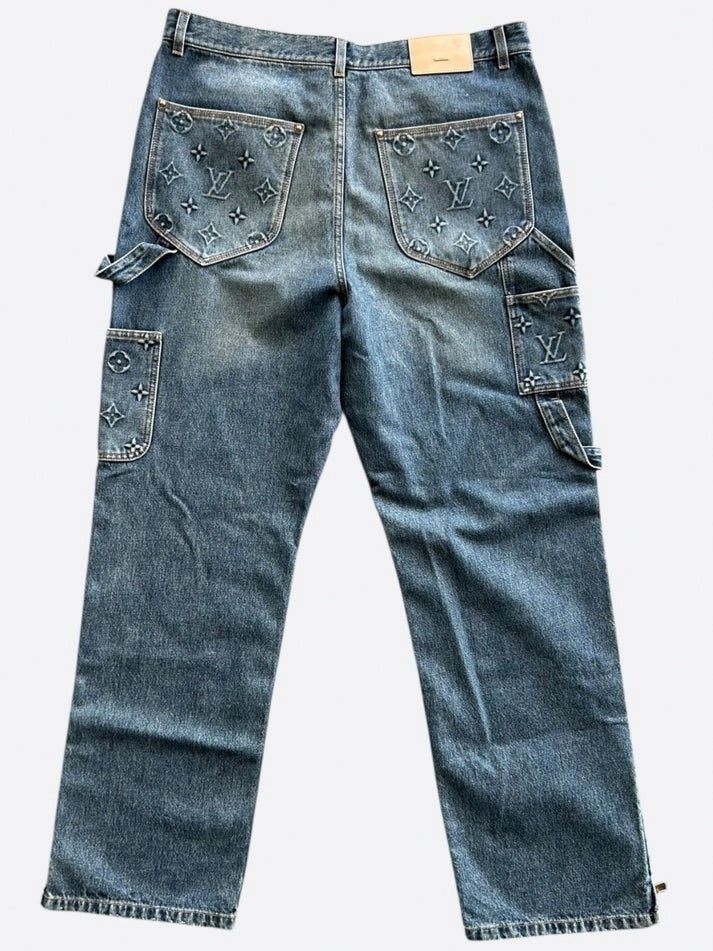 Louis Vuitton Grey Monogram Panel Denim Jeans - image 2