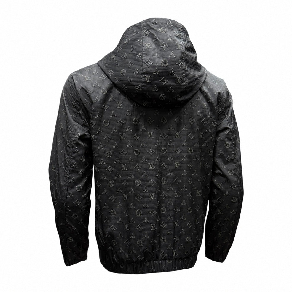 Louis Vuitton Black LV Monogram Hooded Windbreaker - image 2