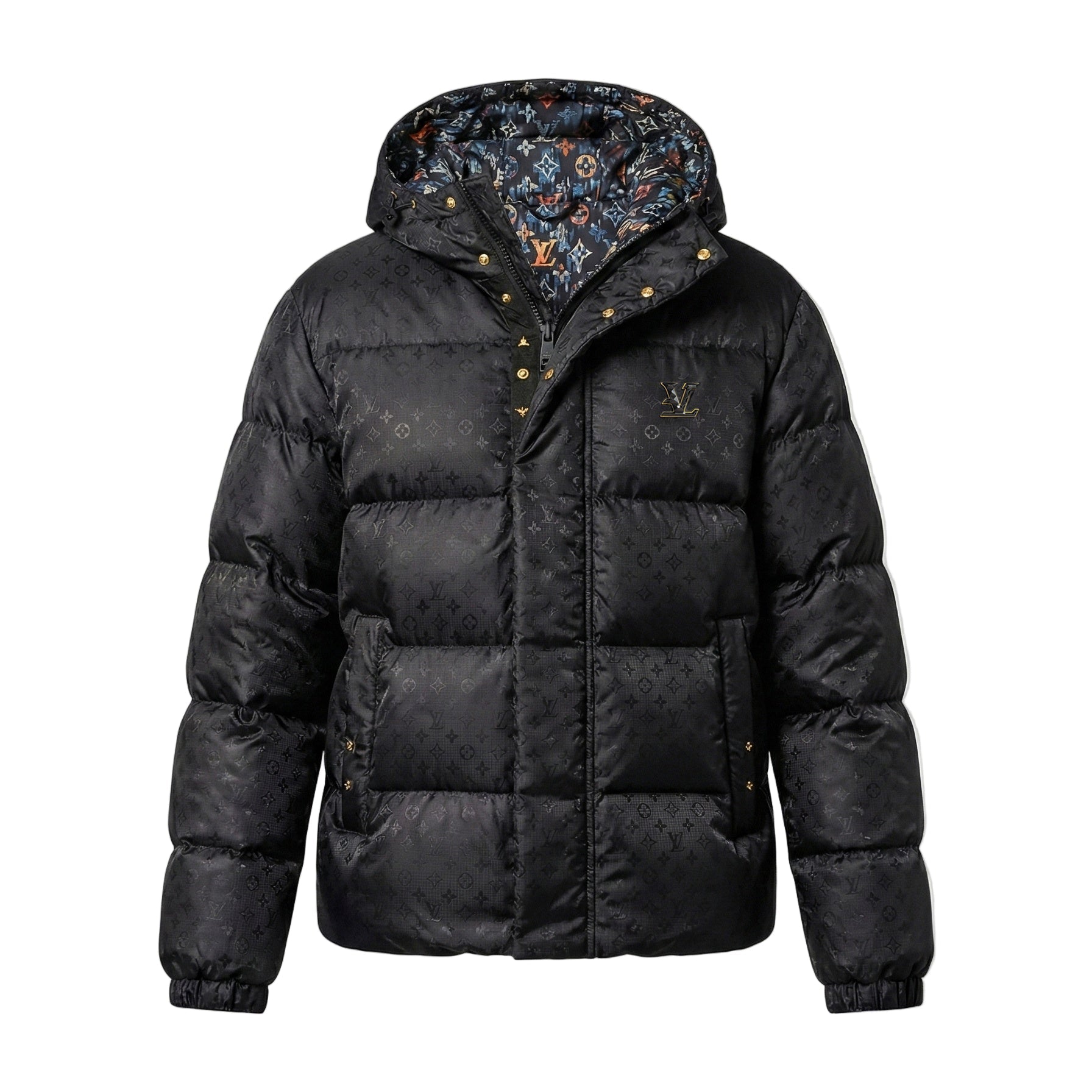 Louis Vuitton Glossy Monogram Puffer Jacket - Black