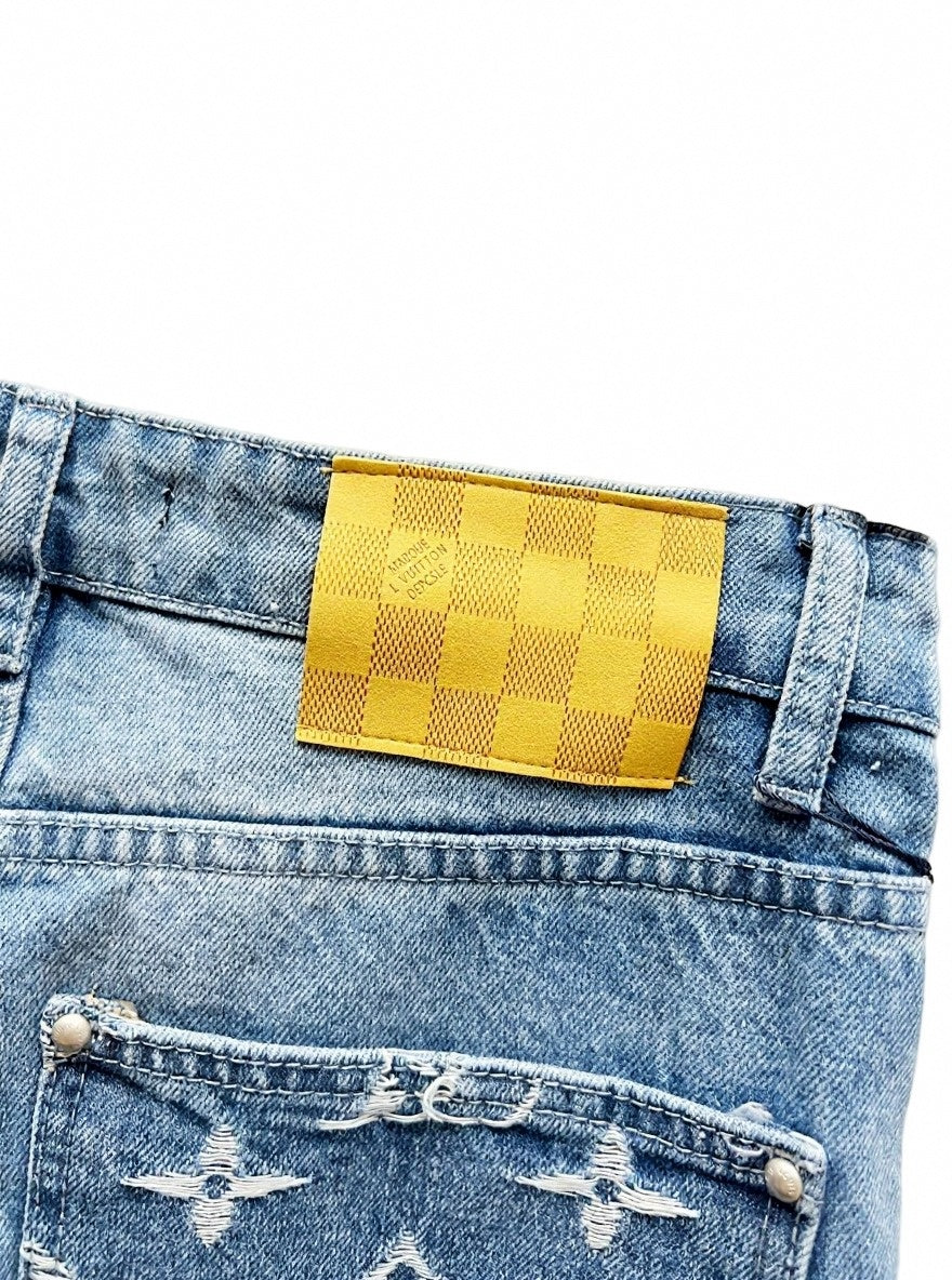 Louis Vuitton Light Blue Monogram Embroidered Denim Jeans - image 5