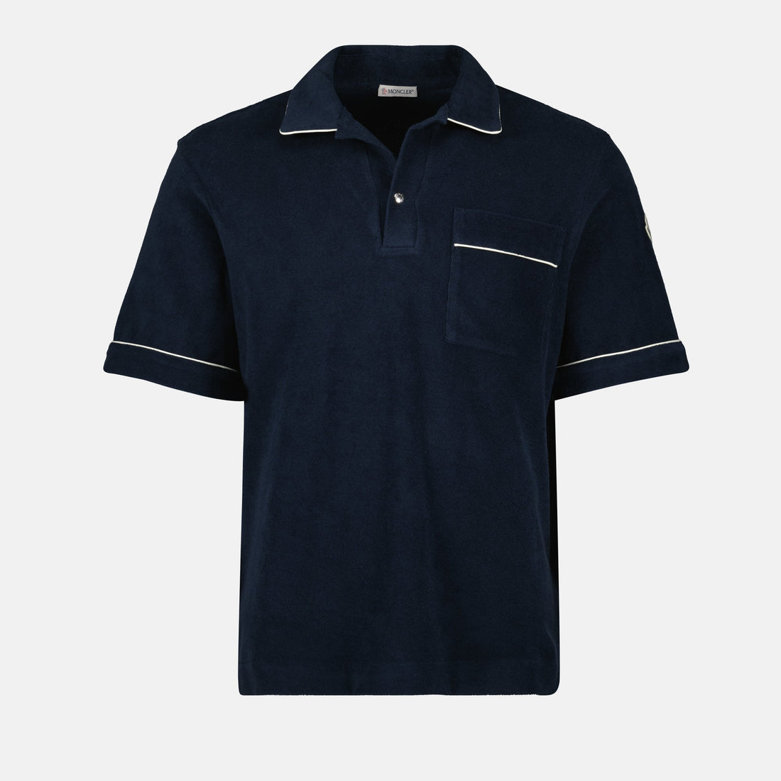 Navy Towelling Polo with Contrast Trim