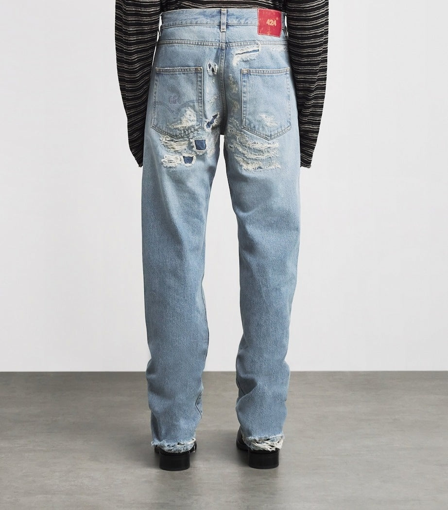 424 424 Distressed Loose-Fit Denim Jeans – Vintage Skate Aesthetic - image 3