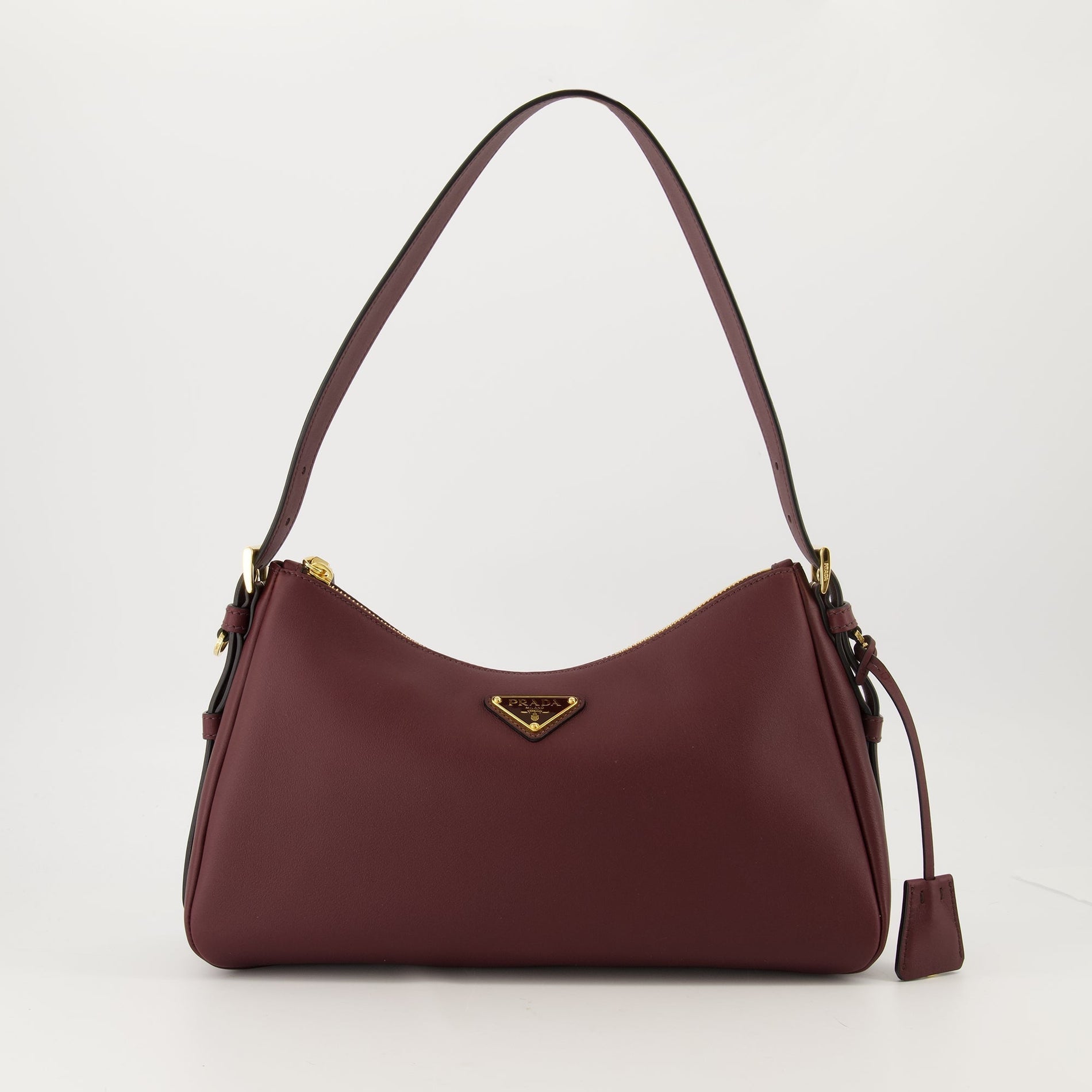 Prada Aimée Leather Shoulder Bag (Burgundy)