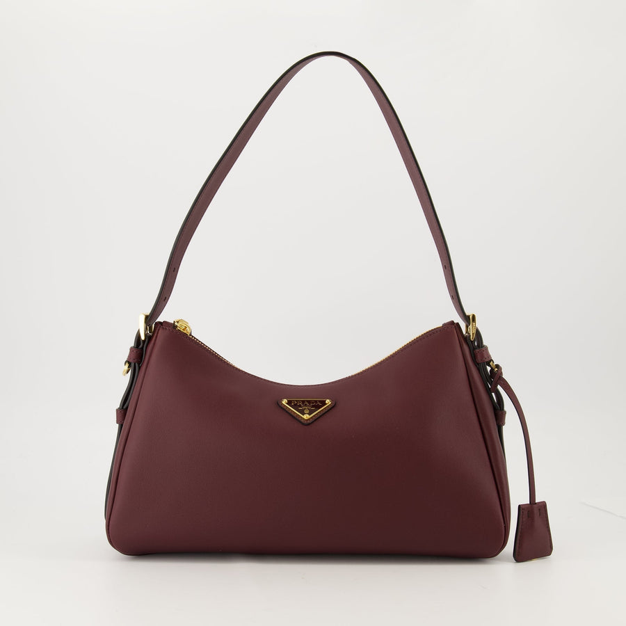 Prada Aimée Leather Shoulder Bag (Burgundy)