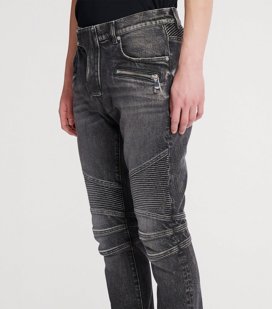 Balmain Biker Slim-Fit Denim Jeans - image 5