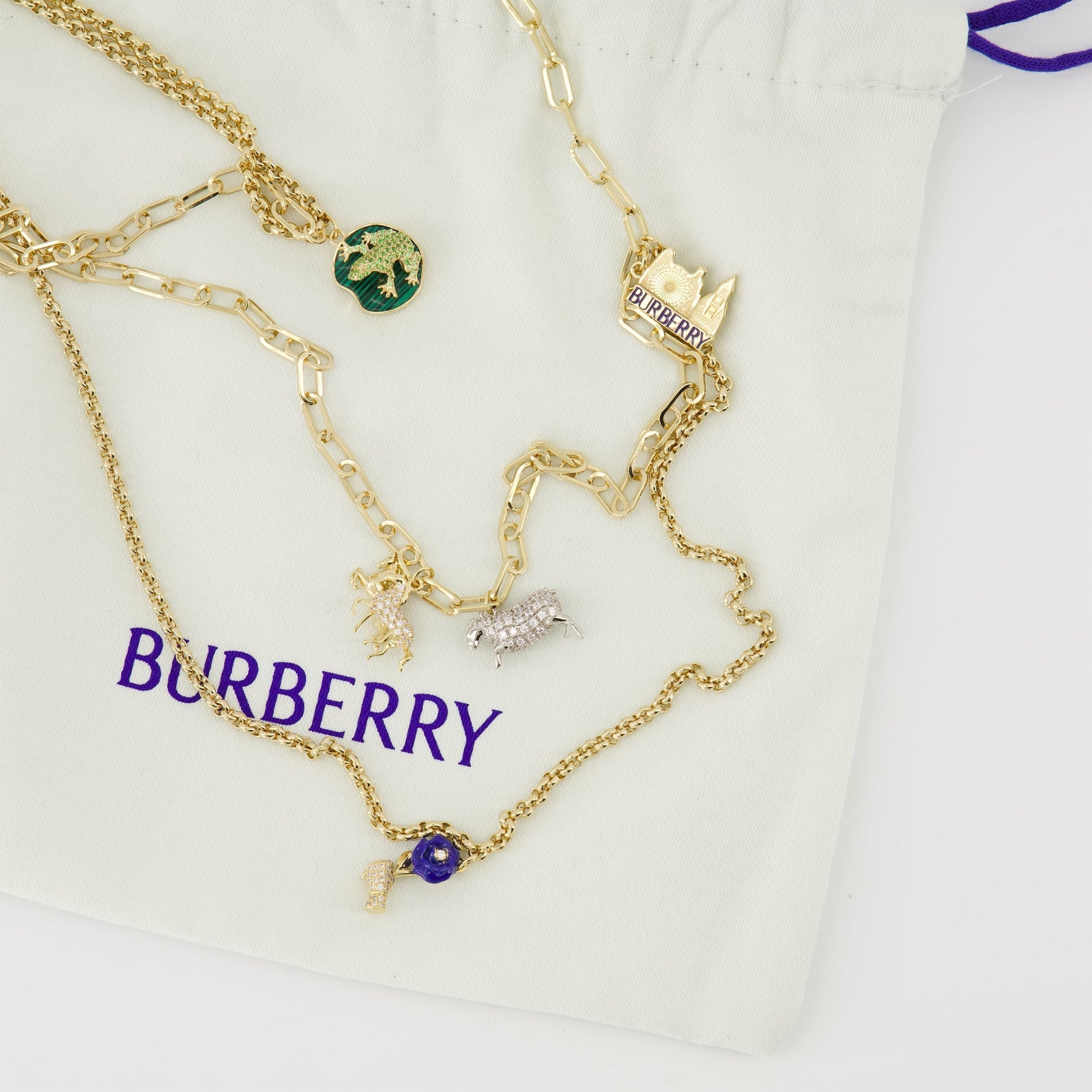 Burberry Layered Charm Chain Necklace with Gem Accent - image 3
