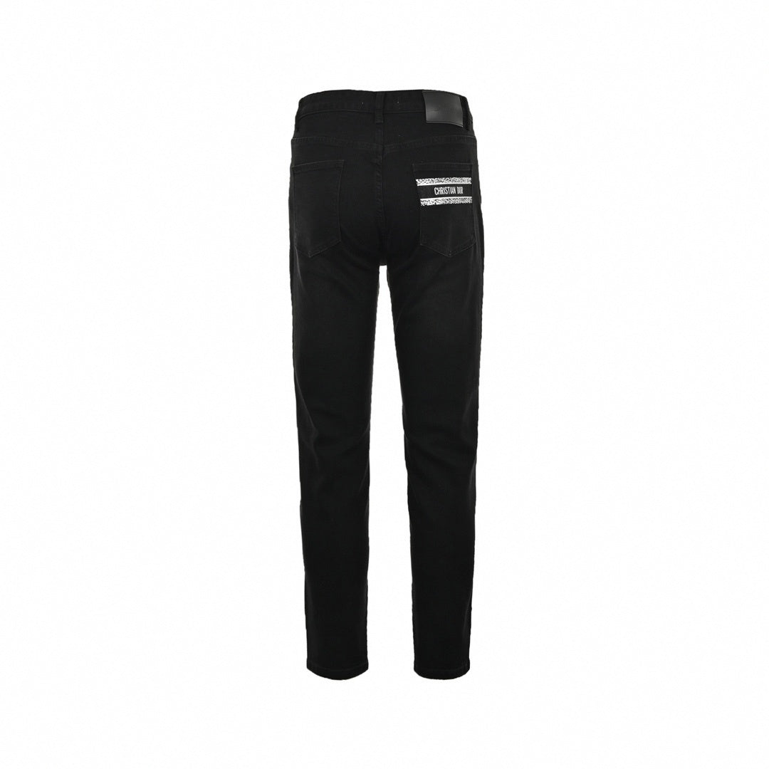 Dior Black Slim-Fit Jeans with Embroidered Logo Detail - image 2