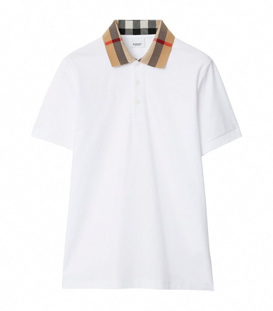 Burberry Cotton Polo Shirt with Iconic Check Collar