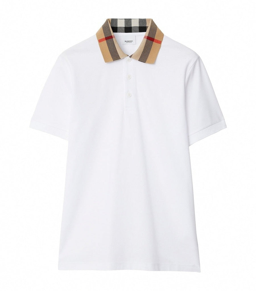 Burberry Cotton Polo Shirt with Iconic Check Collar