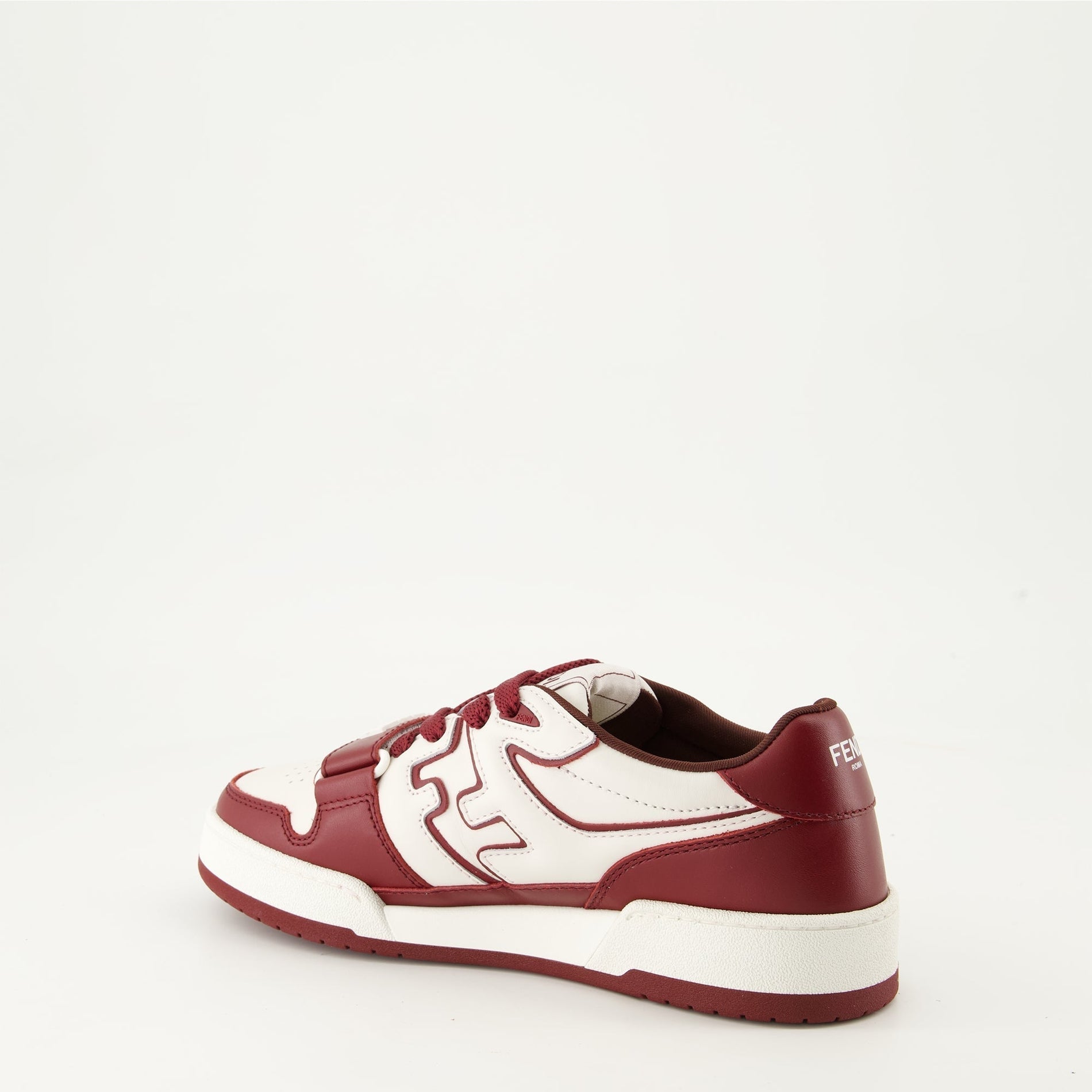 Fendi Burgundy & White Leather Sneakers - image 3